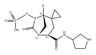 (1R,4S)-6-oxo-4-(pyrrolidin-3-ylaminoformyl)-5,7-diazaspiro[bicyclo[3.2.1]octane-2,1'-cyclopropane]-7-ylsulfuric acid Structure