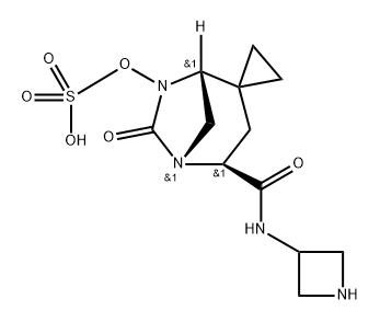 (1R,4S)-4-(azetidin-3-ylaminoformyl)-6-oxo-5,7-diazaspiro[bicyclo[3.2.1]octane-2,1'-cyclopropane]-7-ylsulfuric acid Structure