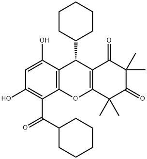 (9S)-9-Cyclohexyl-5-(cyclohexylcarbonyl)-4,9-dihydro-6,8-dihydroxy-2,2,4,4-tetramethyl-1H-xanthene-1,3(2H)-dione Structure
