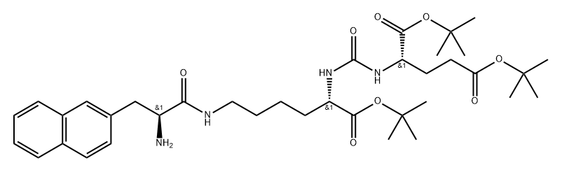 二叔丁基(((S)-6-((S)-2-氨基-3-(萘-2基)丙胺基)-1-(叔丁氧基)-1-氧代己烷-2-基)氨甲酰)-L-谷氨酸酯, 2367588-01-8, 结构式