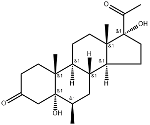 Pregnane-3,20-dione, 5,17-dihydroxy-6-methyl-, (5α,6β)- Struktur