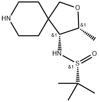 2-Propanesulfinamide, 2-methyl-N-[(3R,4R)-3-methyl-2-oxa-8-azaspiro[4.5]dec-4-yl]-, [S(R)]- Structure