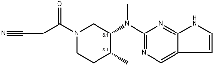 3-((3R,4R)-4-methyl-3-(methyl(7H-pyrrolo[2,3-d]pyrimidin-2-yl)amino)piperidin-1-yl)-3-oxopropanenitrile Structure