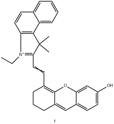 1H-Benz[e]indolium, 2-[2-(2,3-dihydro-6-hydroxy-1H-xanthen-4-yl)ethenyl]-3-ethyl-1,1-dimethyl-, iodide (1:1),2375085-09-7,结构式