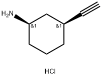 Cyclohexanamine, 3-ethynyl-, hydrochloride (1:1), (1R,3S)- 化学構造式