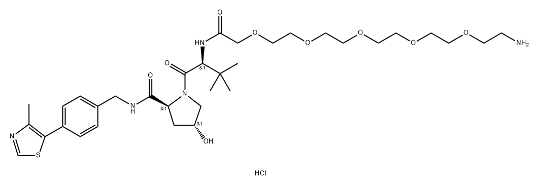 (2S,4R)-1-((S)-20-amino-2-(tert-butyl)-4-oxo-6,9,12,15,18-pentaoxa-3-azaicosanoyl)-4-hydroxy-N-(4-(4-methylthiazol-5-yl)benzyl)pyrrolidine-2-carboxamide hydrochloride Structure