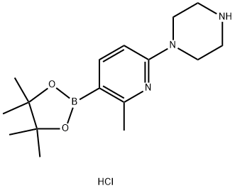 1-[6-Methyl-5-(tetramethyl-1,3,2-dioxaborolan-2-yl)pyridin-2-yl]piperazine hydrochloride,2377609-42-0,结构式