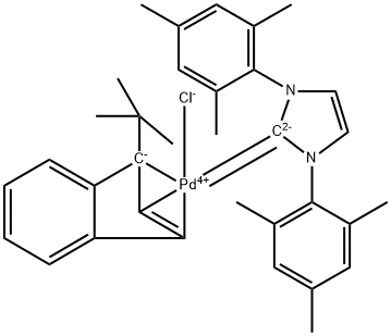 Palladium, chloro[1,3-dihydro-1,3-bis(2,4,6-trimethylphenyl)-2H-imidazol-2-ylidene][(1,2,3-η)-1-(1,1-dimethylethyl)-1H-inden-1-yl]- Structure