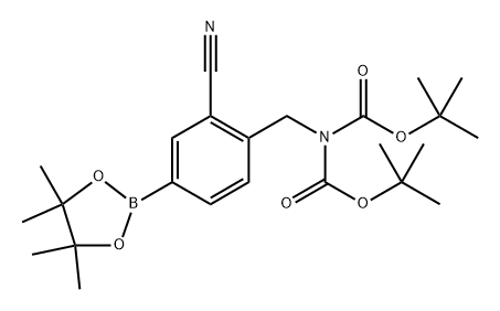 叔丁基(叔丁氧基羰基)(2-氰基-4-(4,4,5,5-四甲基-1,3,2-二氧硼杂环戊烷-2-基)苄基)氨基甲酸酯,2378054-85-2,结构式