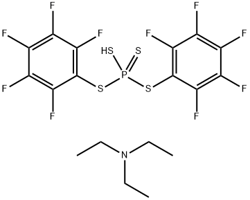 Phosphorotetrathioic acid, bis(2,3,4,5,6-pentafluorodiphenyl) ester, compd. with N,N-diethylethanamine (1:1) Struktur