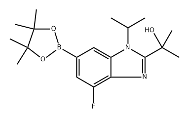 2-(4-Fluoro-1-isopropyl-6-(4,4,5,5-tetramethyl-1,3,2-dioxaborolan-2-yl)-1H-benzo[d]imidazol-2-yl)propan-2-ol Structure