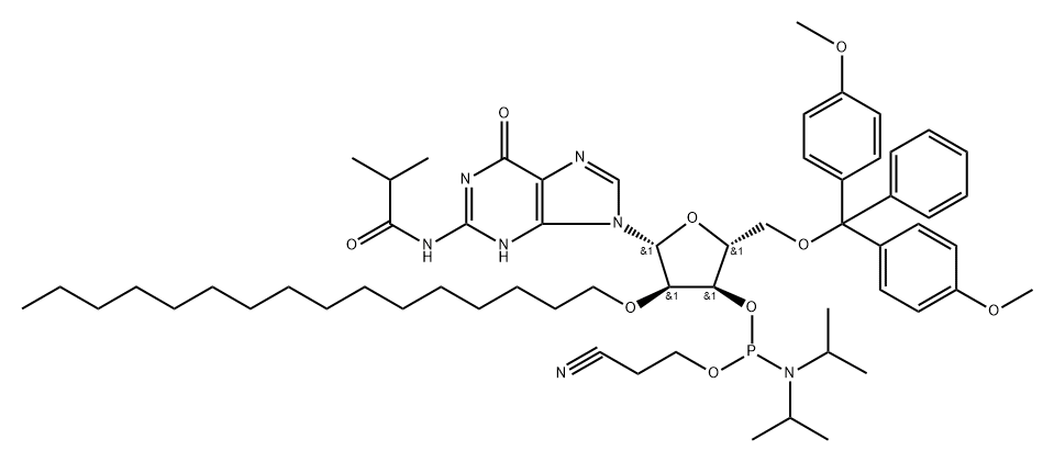 DMTR-2'-O-C16-RG(IBU)-3'-CE-PHOSPHORAMIDITE,2382942-32-5,结构式