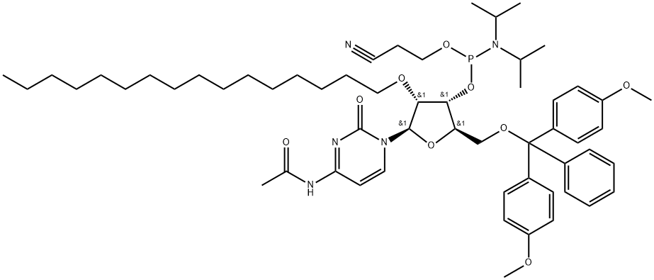 DMTr-2'-O-C16-rC(Ac)-3'-CE-Phosphoramidite Struktur