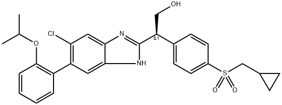 (2S)-2-[6-Chloro-5-(2-isopropoxy-phenyl)-1H-benzoimidazol-2-yl]-2-(4-cyclopropylmethanesulfonyl-phenyl)-ethanol,2382961-66-0,结构式