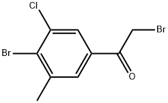 2-Bromo-1-(4-bromo-3-chloro-5-methylphenyl)ethanone 结构式