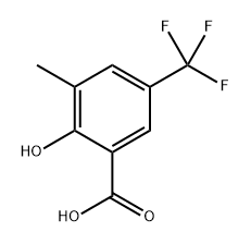 2-hydroxy-3-methyl-5-(trifluoromethyl)benzoic acid 化学構造式