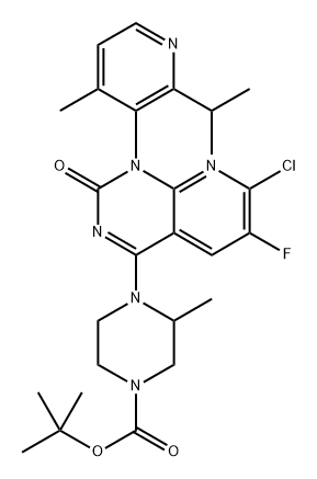 1-Piperazinecarboxylic acid, 4-[(1R)-7-chloro-6-fluoro-1,2-dihydro-1-[4-methyl-2-(1-methylethyl)-3-pyridinyl]-2-oxopyrido[2,3-d]pyrimidin-4-yl]-3-methyl-, 1,1-dimethylethyl ester, (3S)- Struktur