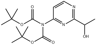 Imidodicarbonic acid, 2-[2-(1-hydroxyethyl)-4-pyrimidinyl]-, 1,3-bis(1,1-dimethylethyl) ester Struktur