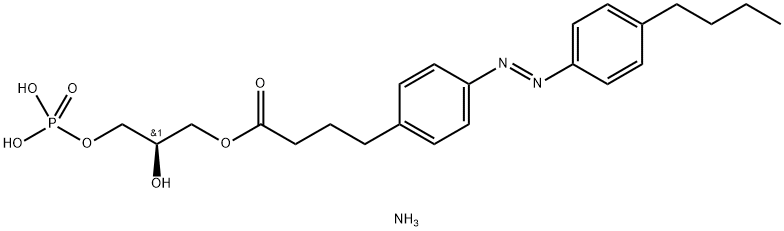 Benzenebutanoic acid, 4-[(1E)-2-(4-butylphenyl)diazenyl]-, (2R)-2-hydroxy-3-(phosphonooxy)propyl ester, ammonium salt (1:1) 化学構造式