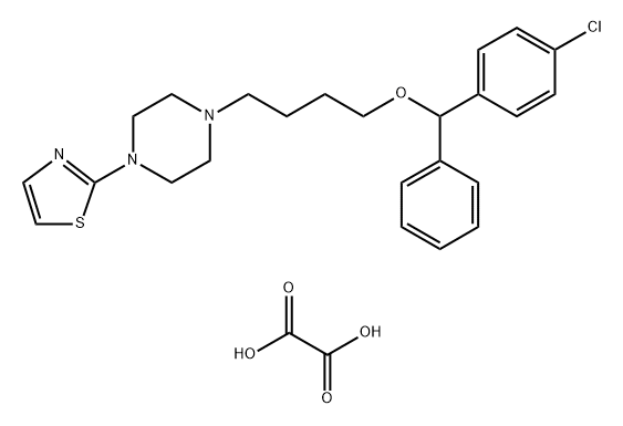 Piperazine, 1-[4-[(p-chloro-α-phenylbenzyl)oxy]butyl]-4-(2-thiazolyl)-, oxalate (1:1) (8CI) Structure