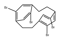 Tricyclo[8.2.2.24,7]hexadeca-4,6,10,12,13,15-hexaene, 5,11,13,15-tetrabromo-, stereoisomer Structure