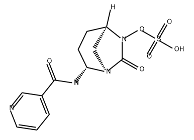 (1R,2S,5R)-2-(nicotinamido)-7-oxo-1,6-diazabicyclo[3.2.1]octan-6-yl hydrogen sulfate Structure