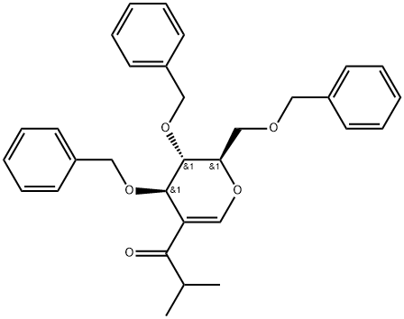 1-((2R,3S,4R)-3,4-bis(benzyloxy)-2-((benzyloxy)methyl)-3,4-dihydro-2H-pyran-5-yl)-2-methylpropan-1-one Structure