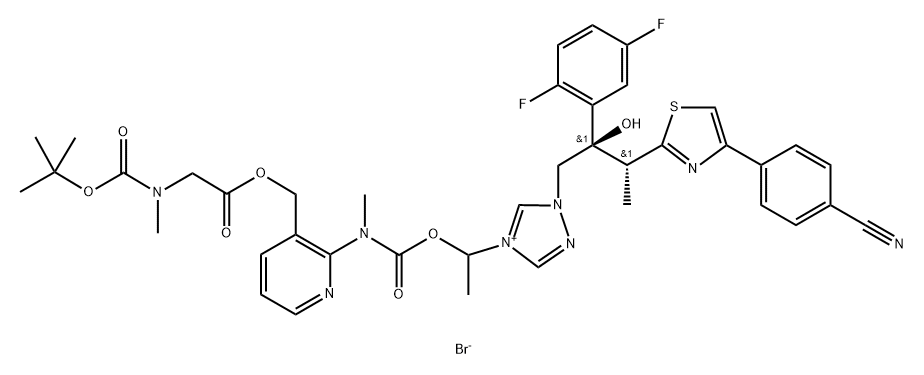 4H-1,2,4-Triazolium, 1-[(2R,3R)-3-[4-(4-cyanophenyl)-2-thiazolyl]-2-(2,5-difluorophenyl)-2-hydroxybutyl]-4-[1-[[[[3-[[[2-[[(1,1-dimethylethoxy)carbonyl]methylamino]acetyl]oxy]methyl]-2-pyridinyl]methylamino]carbonyl]oxy]ethyl]-, bromide (1:1)|艾沙康唑鎓杂质11