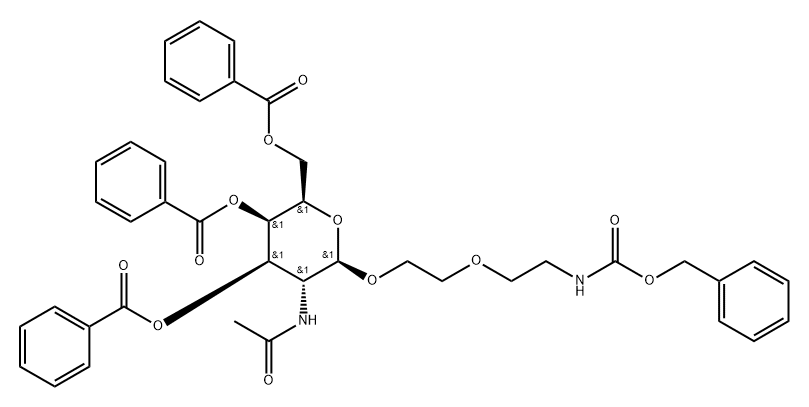 Carbamic acid, N-[2-[2-[[3,4,6-tri-O-benzoyl-2-(acetylamino)-2-deoxy-β-D-galactopyranosyl] oxy] ethoxy]ethyl]-, phenylmethyl ester,2407559-80-0,结构式