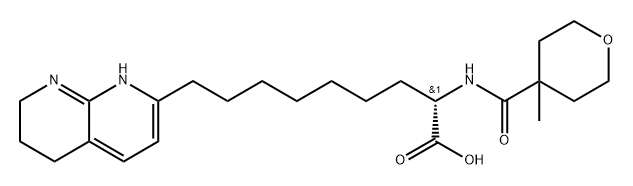 1,8-Naphthyridine-2-nonanoic acid, 5,6,7,8-tetrahydro-α-[[(tetrahydro-4-methyl-2H-pyran-4-yl)carbonyl]amino]-, (αS)- Structure