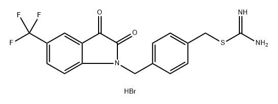 Carbamimidothioic acid, [4-[[2,3-dihydro-2,3-dioxo-5-(trifluoromethyl)-1H-indol-1-yl]methyl]phenyl]methyl ester, hydrobromide (1:1) Structure