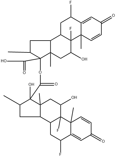 Androsta-1,4-diene-17-carboxylic acid, 6,9-difluoro-11,17-dihydroxy-16-methyl-3-oxo-, (6α,11β,16α,17α)-17-carboxy-6,9-difluoro-11,17-dihydroxy-16-methyl-3-oxoandrosta-1,4-dien-17-yl ester, (6α,11β,16α,17α)- Struktur