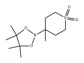 4,4,5,5-Tetramethyl-2-(4-methyl-1,1-dioxo-hexahydro-1l6-thiopyran-4-yl)-[1,3,2]dioxaborolane Struktur