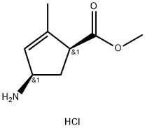 Methyl(1S,4R)-4-amino-2-methylcyclopent-2-ene-1-carboxylate hydrochloride Struktur