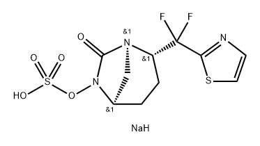 sodium (2S,5R)-2-(difluoro(thiazol-2-yl)methyl)-7-oxo-1,6-diazabicyclo[3.2.1]octan-6-yl sulfate 结构式