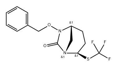 (2R,5R)-6-(benzyloxy)-2-(trifluoromethylthio)-1,6-diazabicyclo[3.2.1]octan-7-one Struktur