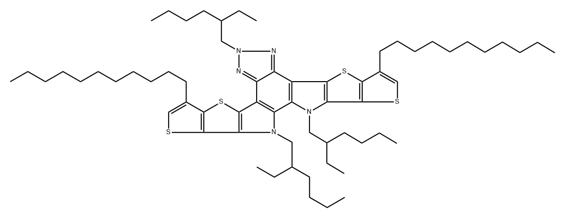 6,12,13-三(2-乙基己基)-3,9-二十一烷基-12,13-二氢-6H-噻吩并[2",3":4',5']噻吩并[2',3':4,5]吡咯并[3,2-G]噻吩并[2',3':4,5]噻吩并[3,2-B][1,2,3]三唑并[4,5-E]吲哚,2410945-62-7,结构式