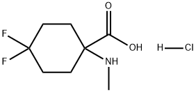 Cyclohexanecarboxylic acid, 4,4-difluoro-1-(methylamino)-, hydrochloride (1:1) Struktur