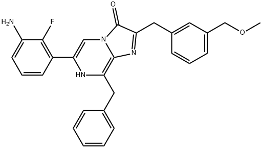 Imidazo[1,2-a]pyrazin-3(7H)-one,6-(3-amino-2-fluorophenyl)-2-[[3-(methoxymethyl)phenyl]methyl]-8-(phenylmethyl)-,2412089-88-2,结构式