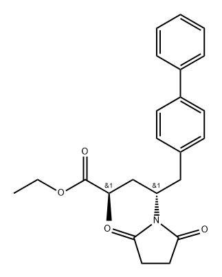 Ethyl (2R,4R)-5-([1,1''-biphenyl]-4-yl)-4-(2,5-dioxopyrrolidin-1-yl)-2-methylpentanoate 化学構造式