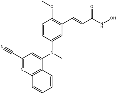 2-Propenamide, 3-[5-[(2-cyano-4-quinolinyl)methylamino]-2-methoxyphenyl]-N-hydroxy-, (2E)- Structure