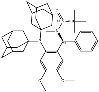 S(R)]-N-[(S)-[2-(二金刚烷基膦)-4,5-二甲氧基苯基](4-苯基)甲基]-N-甲基-2-叔丁基亚磺酰胺, 2413724-68-0, 结构式