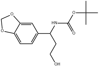 tert-butyl (1-(benzo[d][1,3]dioxol-5-yl)-3-hydroxypropyl)carbamate 化学構造式