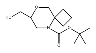 tert-butyl 7-(hydroxymethyl)-8-oxa-5-azaspiro[3.5]nonane-5-carboxylate 化学構造式