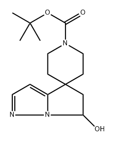 tert-butyl 6-hydroxyspiro[5,6-dihydropyrrolo[1,2-b]pyrazole-4,4'-piperidine]-1'-carboxylate Struktur