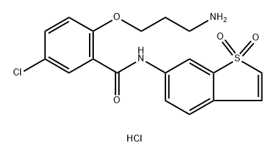 Benzamide, 2-(3-aminopropoxy)-5-chloro-N-(1,1-dioxidobenzo[b]thien-6-yl)-, hydrochloride (1:1),2415263-08-8,结构式