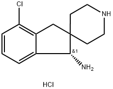 Spiro[2H-indene-2,4'-piperidin]-1-amine, 4-chloro-1,3-dihydro-, hydrochloride (1:2), (1S)- Struktur