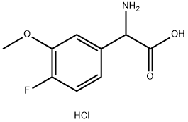 Benzeneacetic acid, α-amino-4-fluoro-3-methoxy-, hydrochloride (1:1) Structure