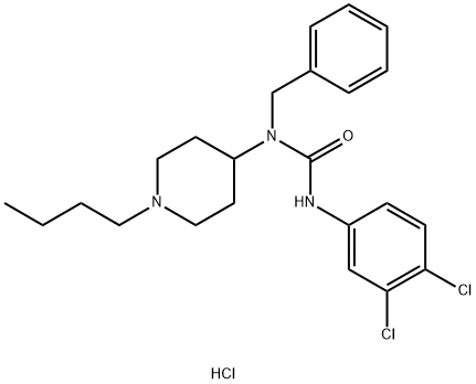 Urea, N-(1-butyl-4-piperidinyl)-N'-(3,4-dichlorophenyl)-N-(phenylmethyl)-, hydrochloride (1:1) 化学構造式