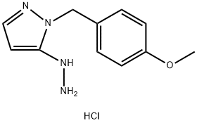1H-Pyrazole, 5-hydrazinyl-1-[(4-methoxyphenyl)methyl]-, hydrochloride (1:2),2417490-24-3,结构式